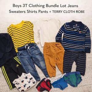 Boys 3T Clothing Bundle Lot Jeans Sweaters Shirts Pants + TERRY CLOTH ROBE
